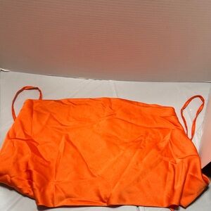 PrettyLittleThing Orange Satin Strappy Top